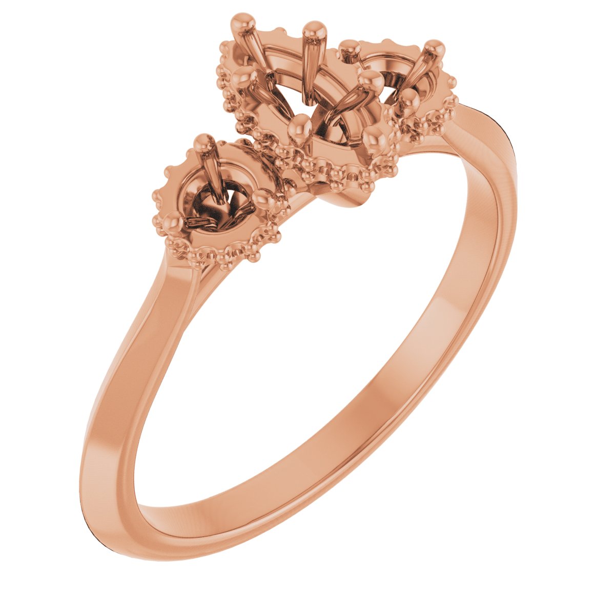Three-Stone Hidden Halo-Style Engagement Ring