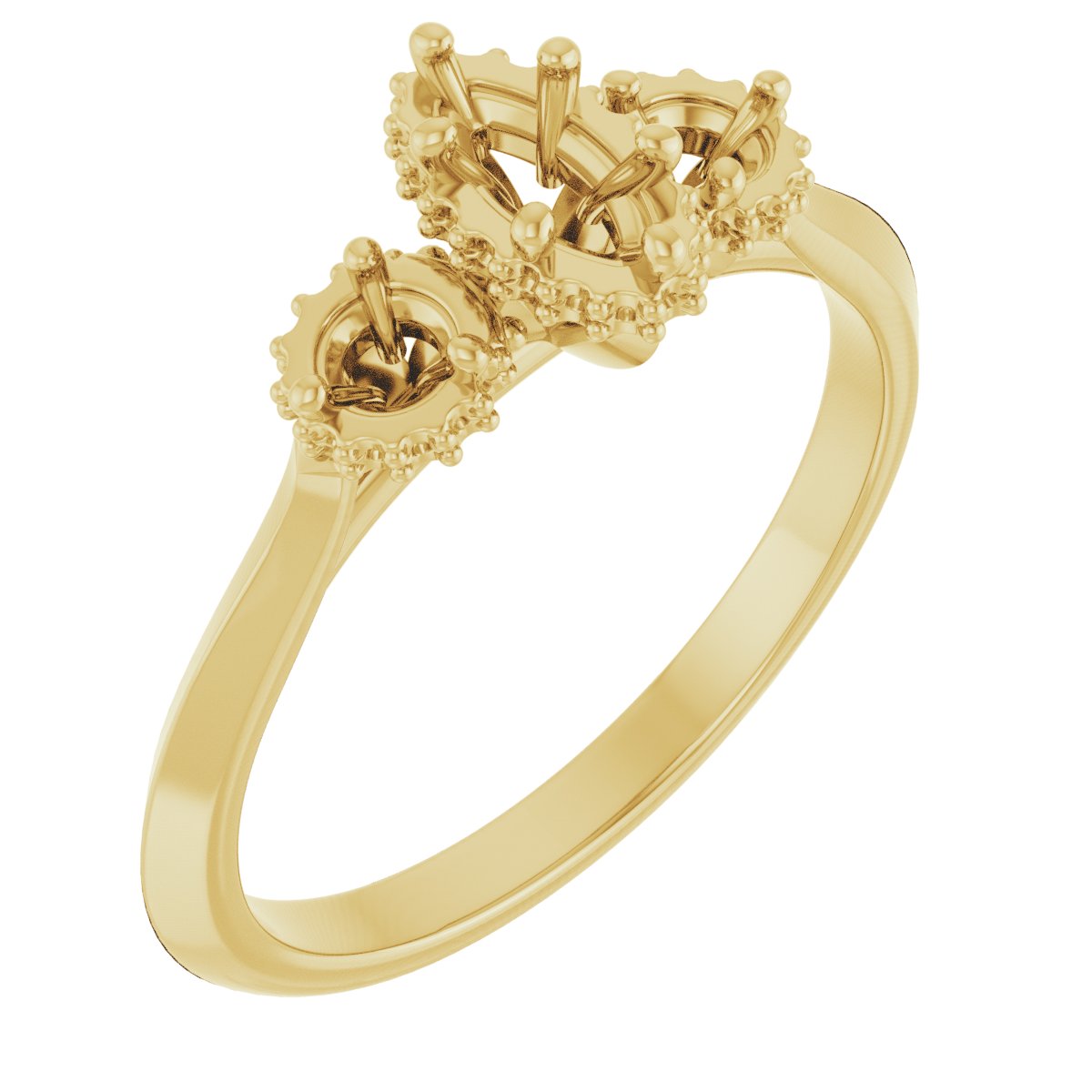 Three-Stone Hidden Halo-Style Engagement Ring