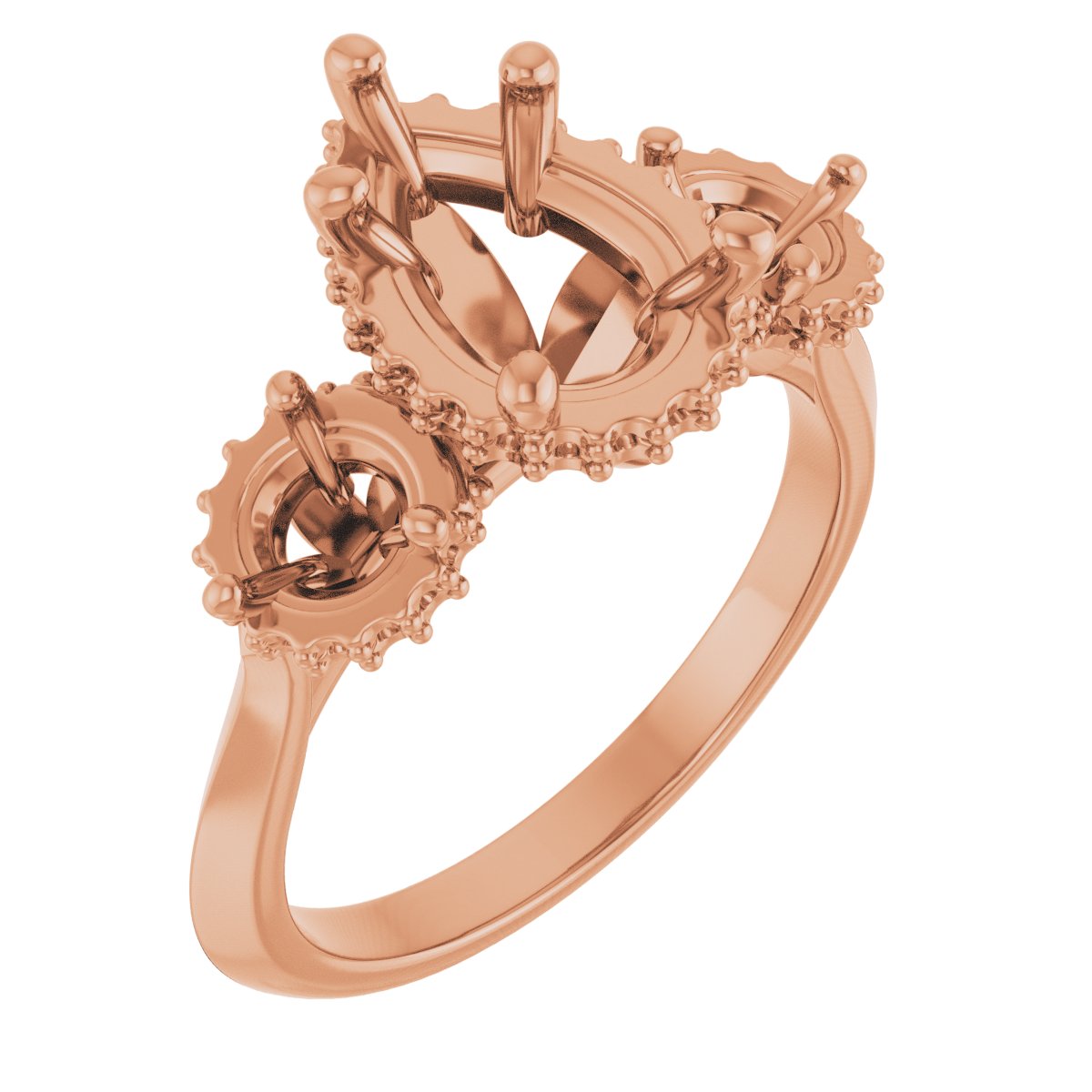 Three-Stone Hidden Halo-Style Engagement Ring