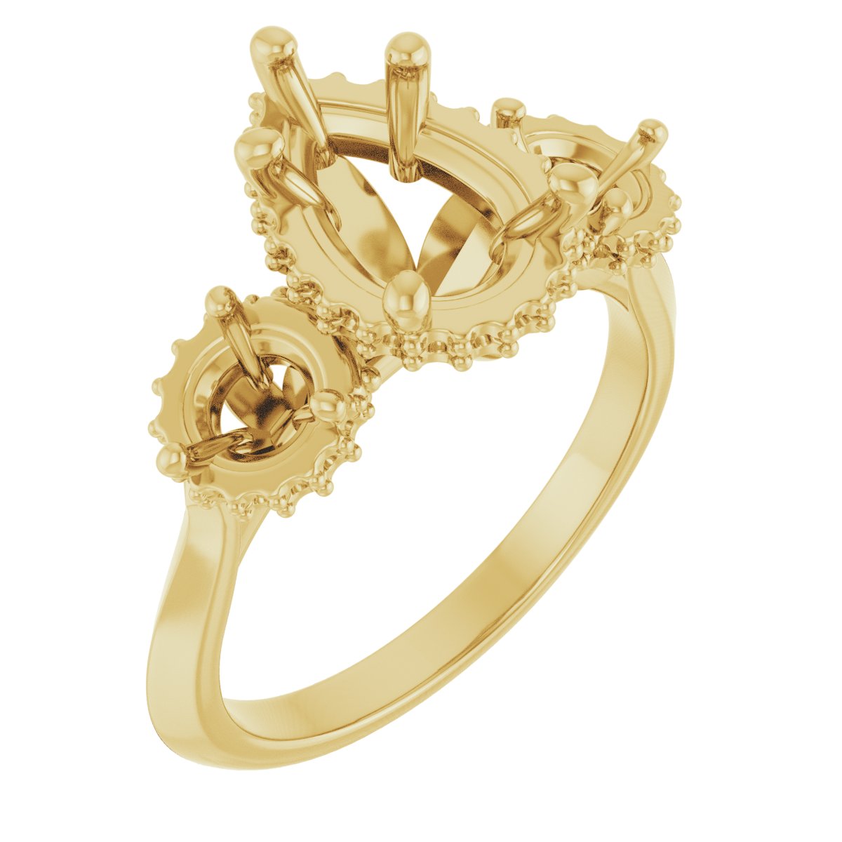 Three-Stone Hidden Halo-Style Engagement Ring