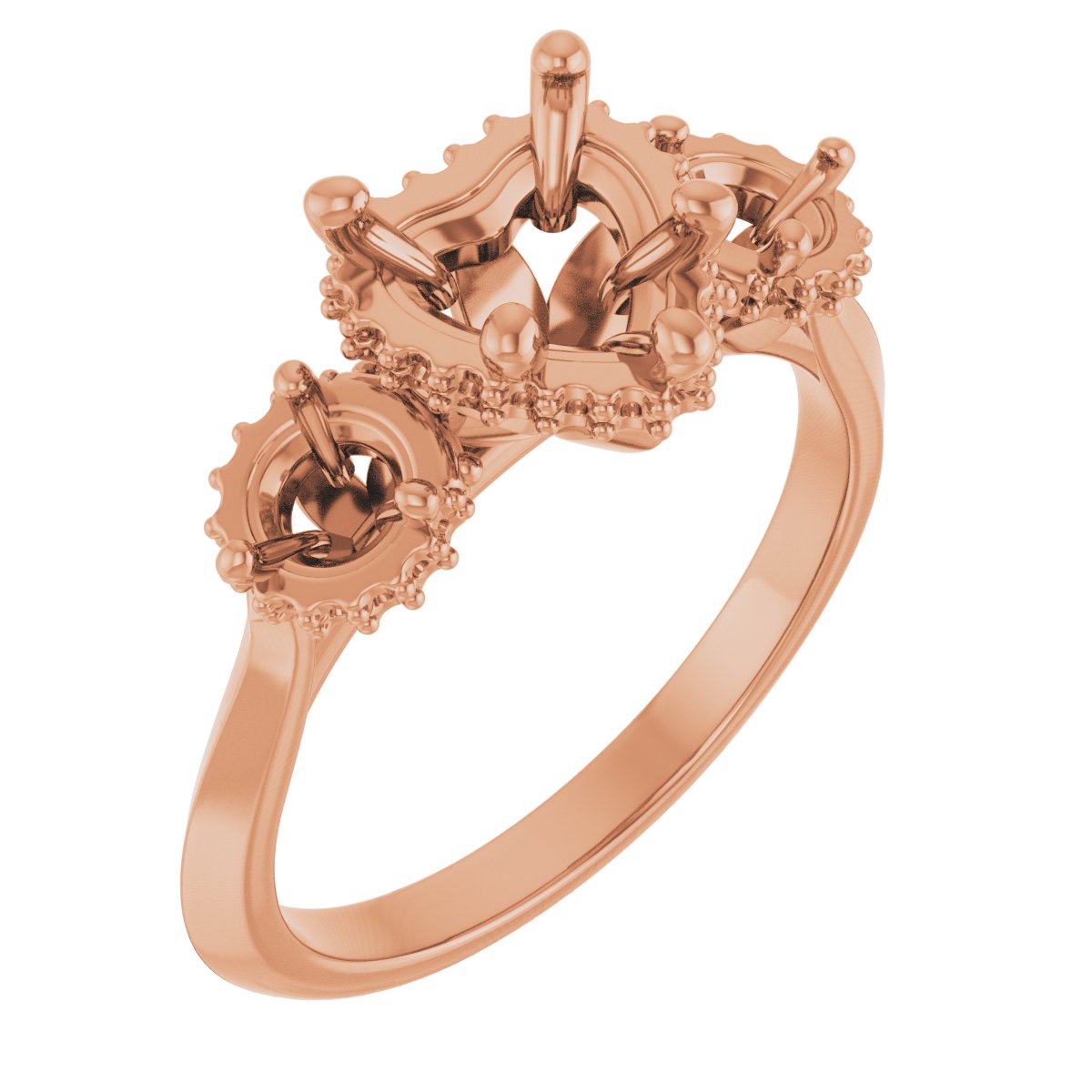 Three-Stone Hidden Halo-Style Engagement Ring