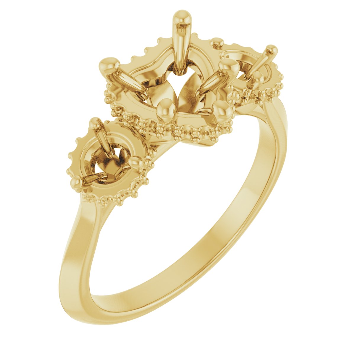 Three-Stone Hidden Halo-Style Engagement Ring