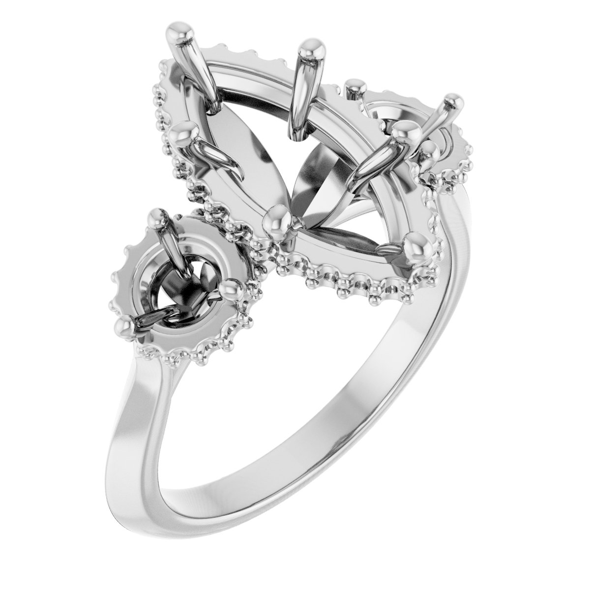 Three-Stone Hidden Halo-Style Engagement Ring