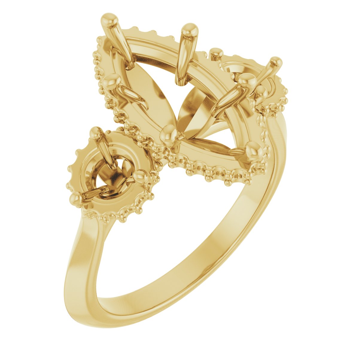 Three-Stone Hidden Halo-Style Engagement Ring