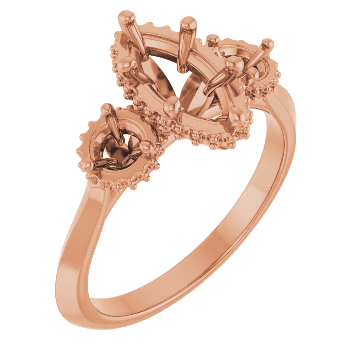 Three-Stone Hidden Halo-Style Engagement Ring