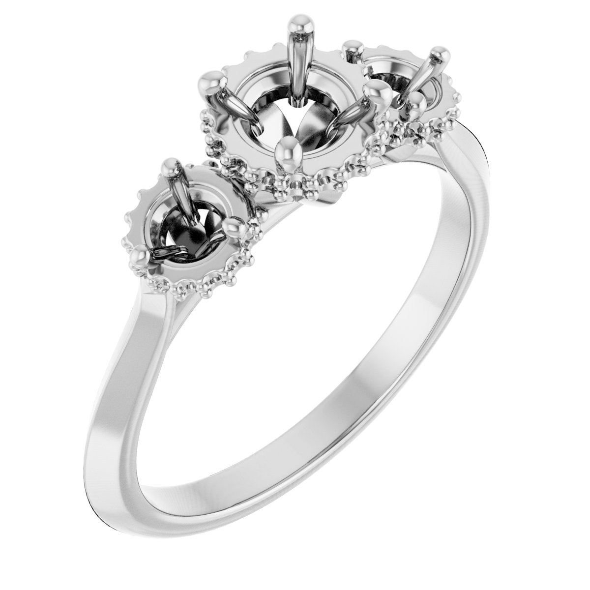 Three-Stone Hidden Halo-Style Engagement Ring