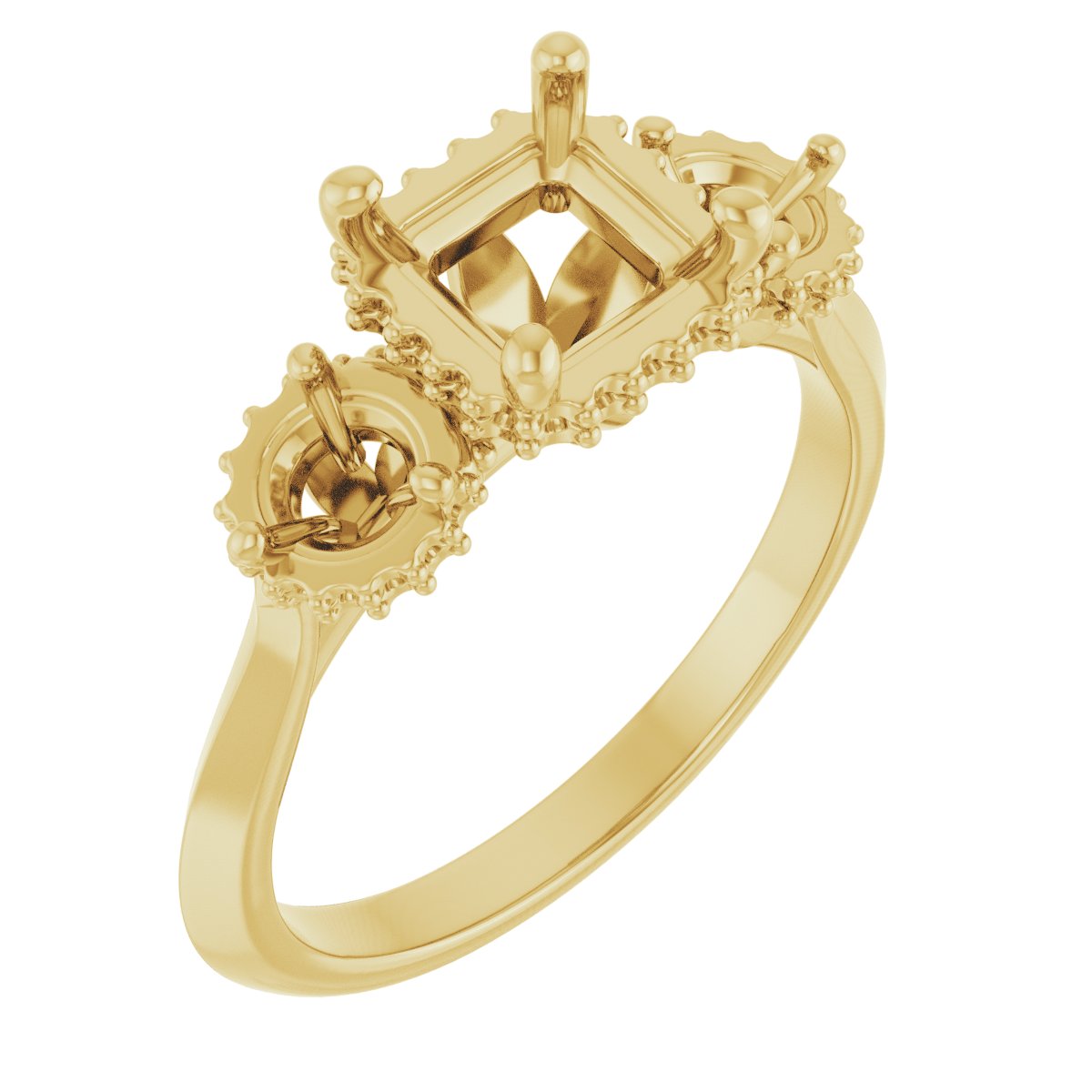 Three-Stone Hidden Halo-Style Engagement Ring