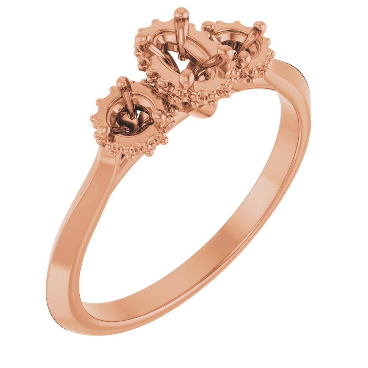 Three-Stone Hidden Halo-Style Engagement Ring