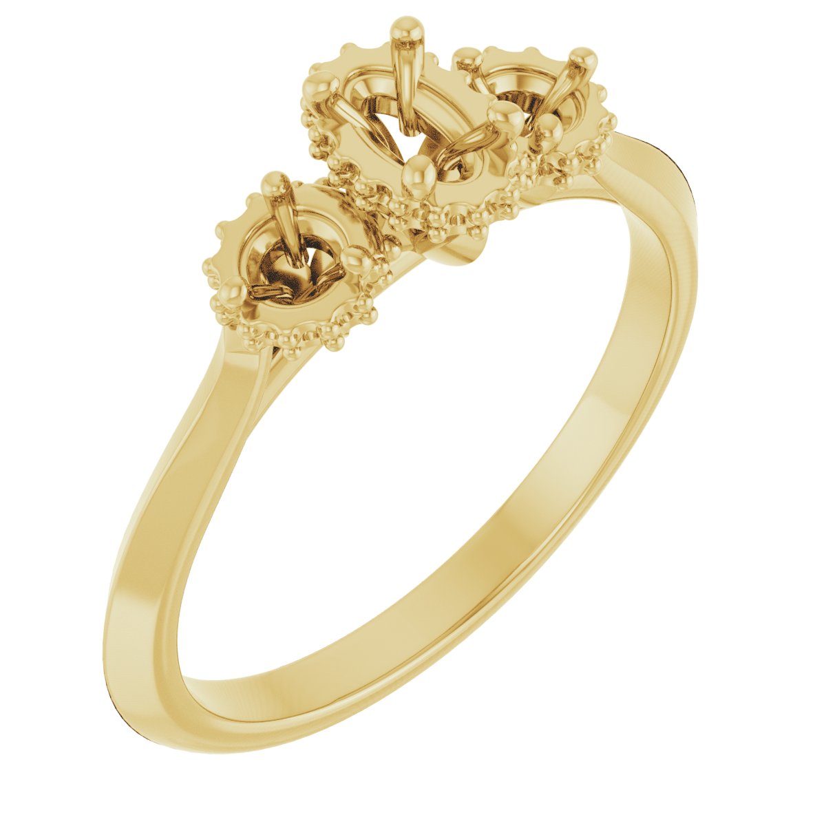 Three-Stone Hidden Halo-Style Engagement Ring