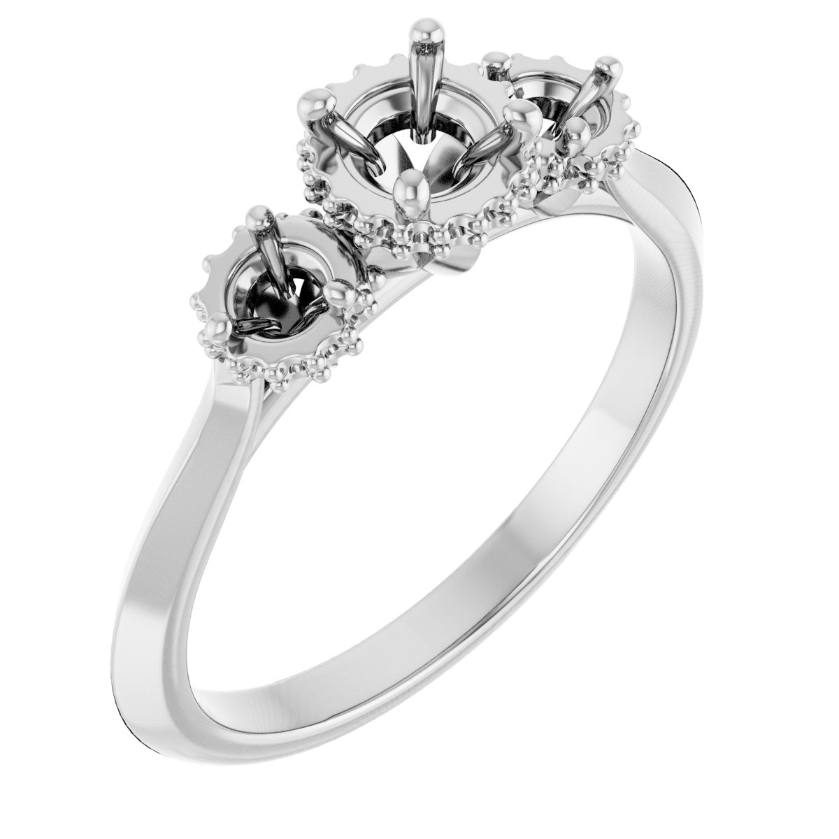 Three-Stone Hidden Halo-Style Engagement Ring
