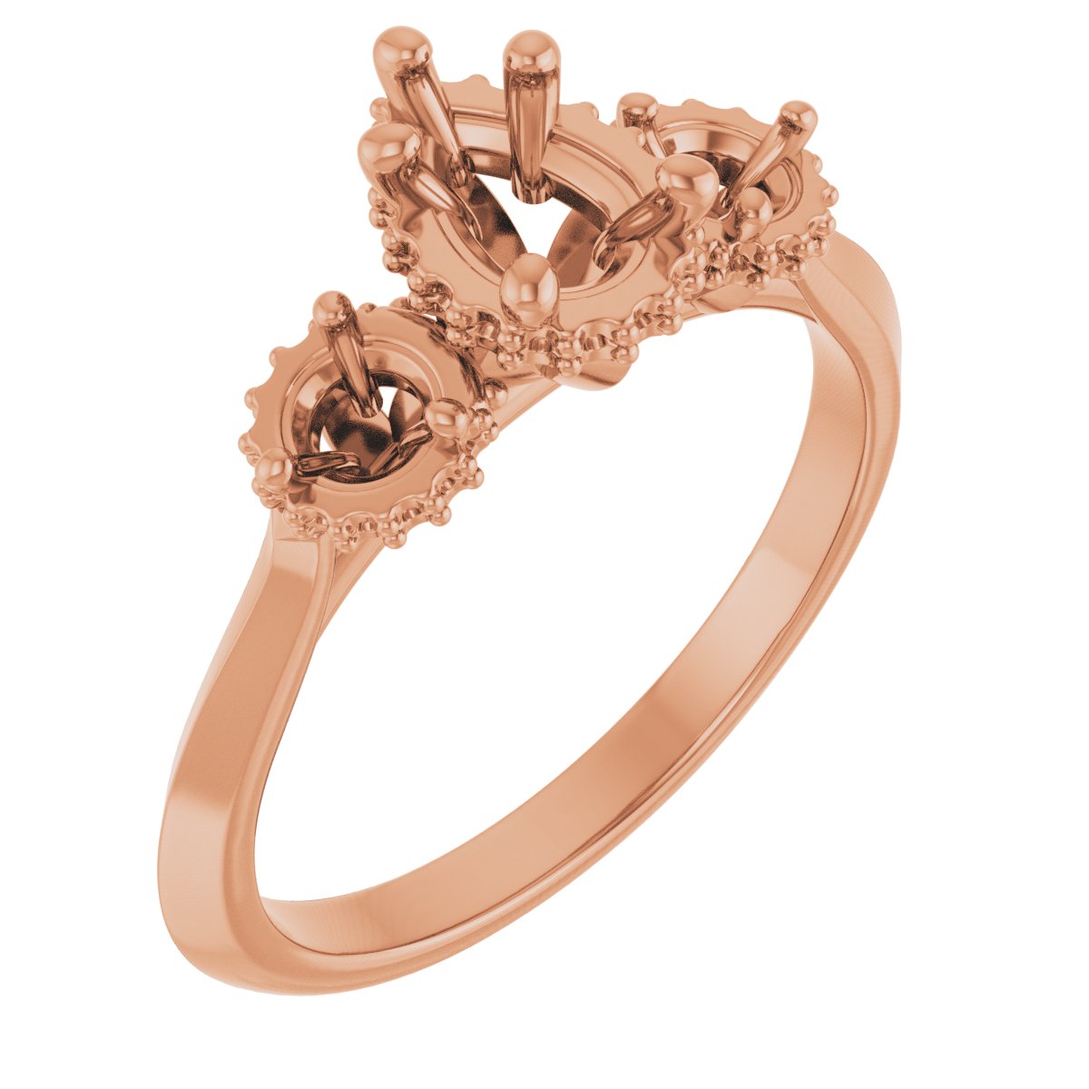 Three-Stone Hidden Halo-Style Engagement Ring