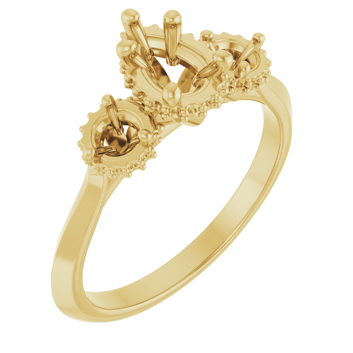 Three-Stone Hidden Halo-Style Engagement Ring