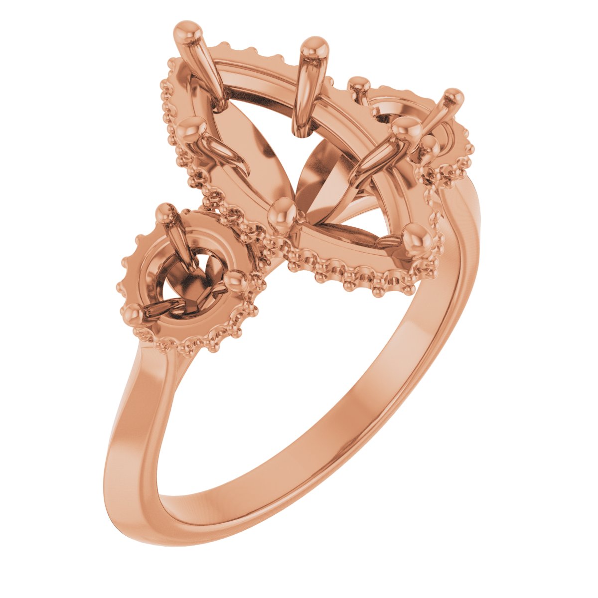 Three-Stone Hidden Halo-Style Engagement Ring