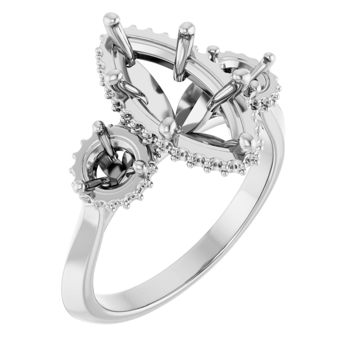 Three-Stone Hidden Halo-Style Engagement Ring