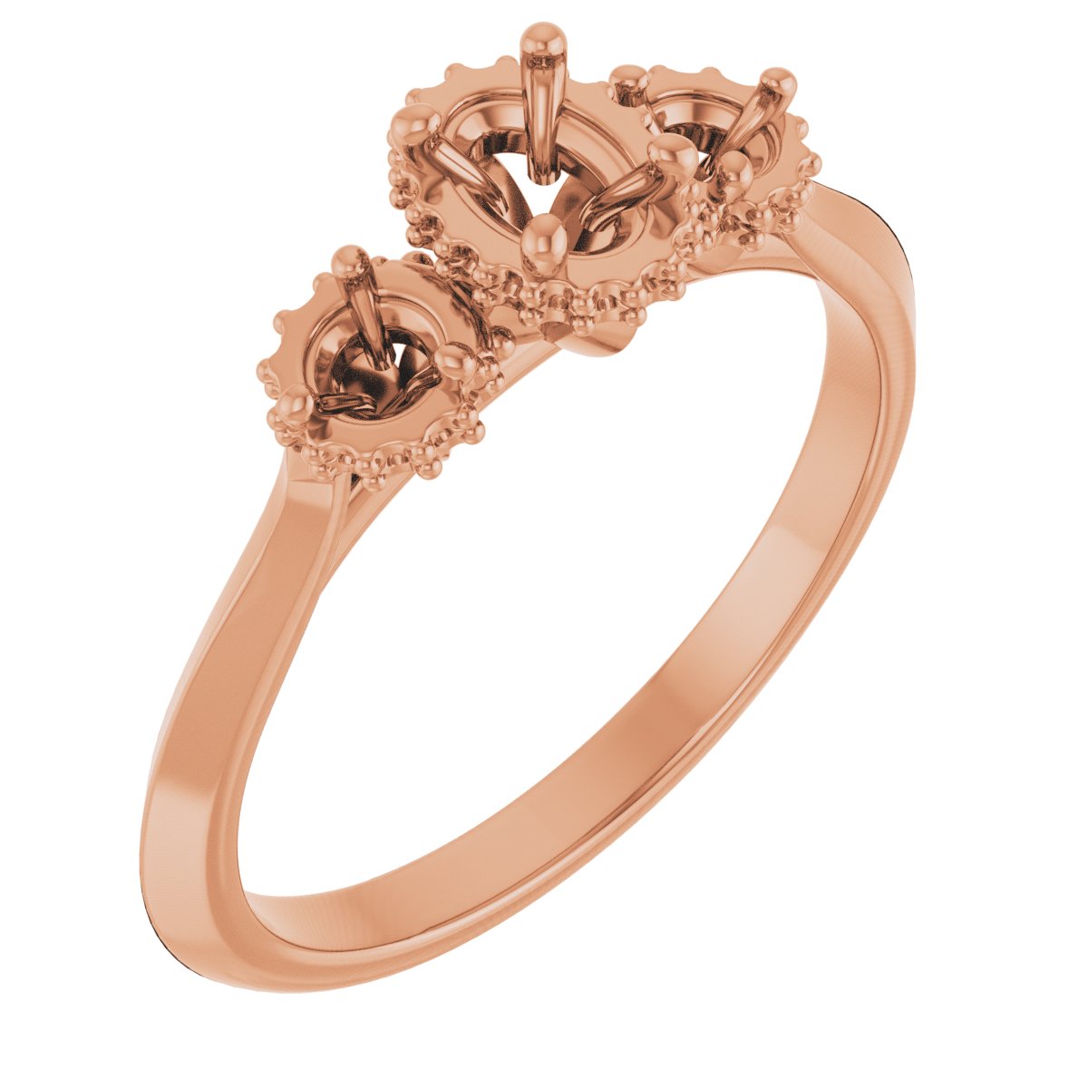 Three-Stone Hidden Halo-Style Engagement Ring