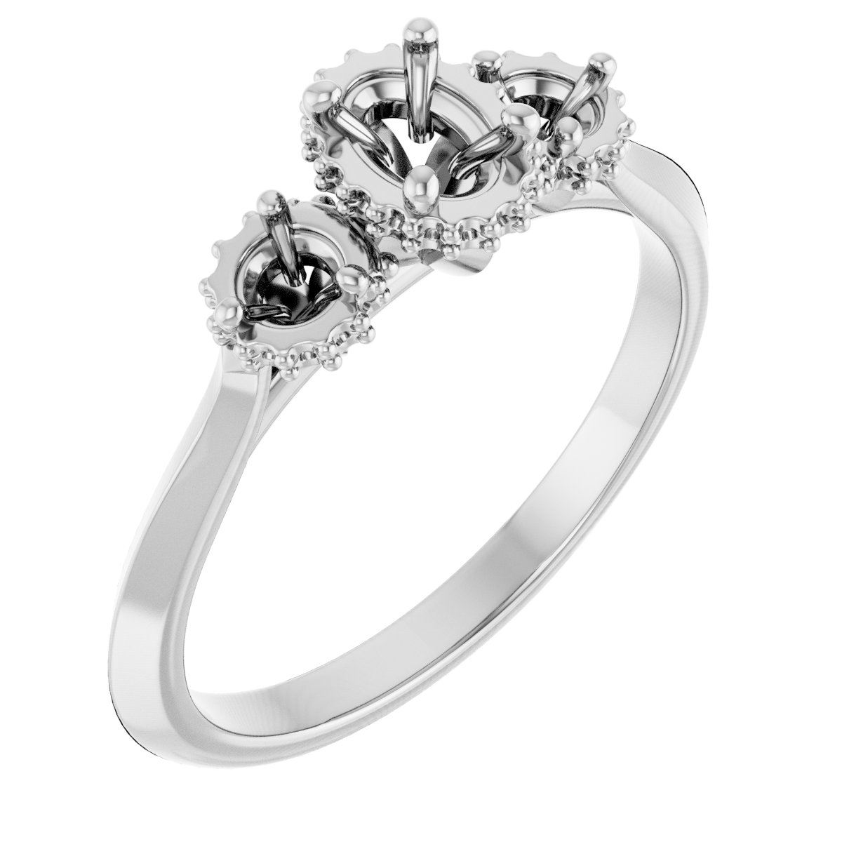 Three-Stone Hidden Halo-Style Engagement Ring