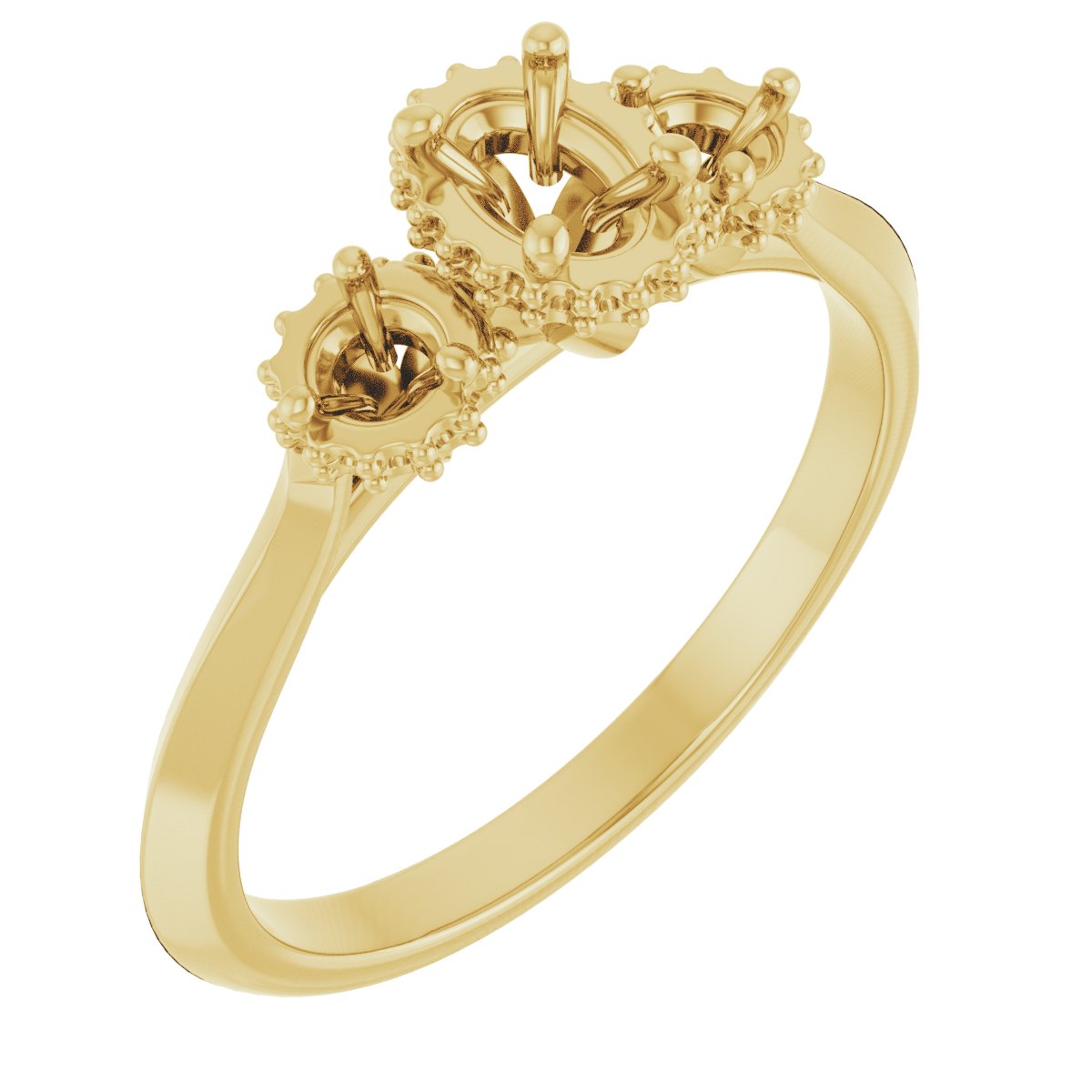 Three-Stone Hidden Halo-Style Engagement Ring
