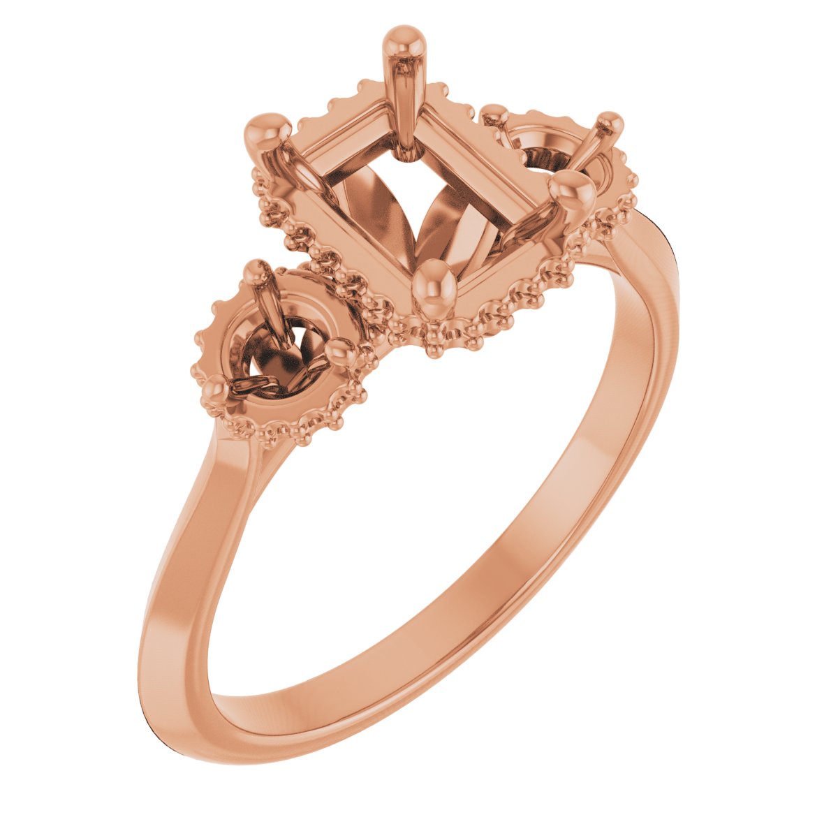 Three-Stone Hidden Halo-Style Engagement Ring