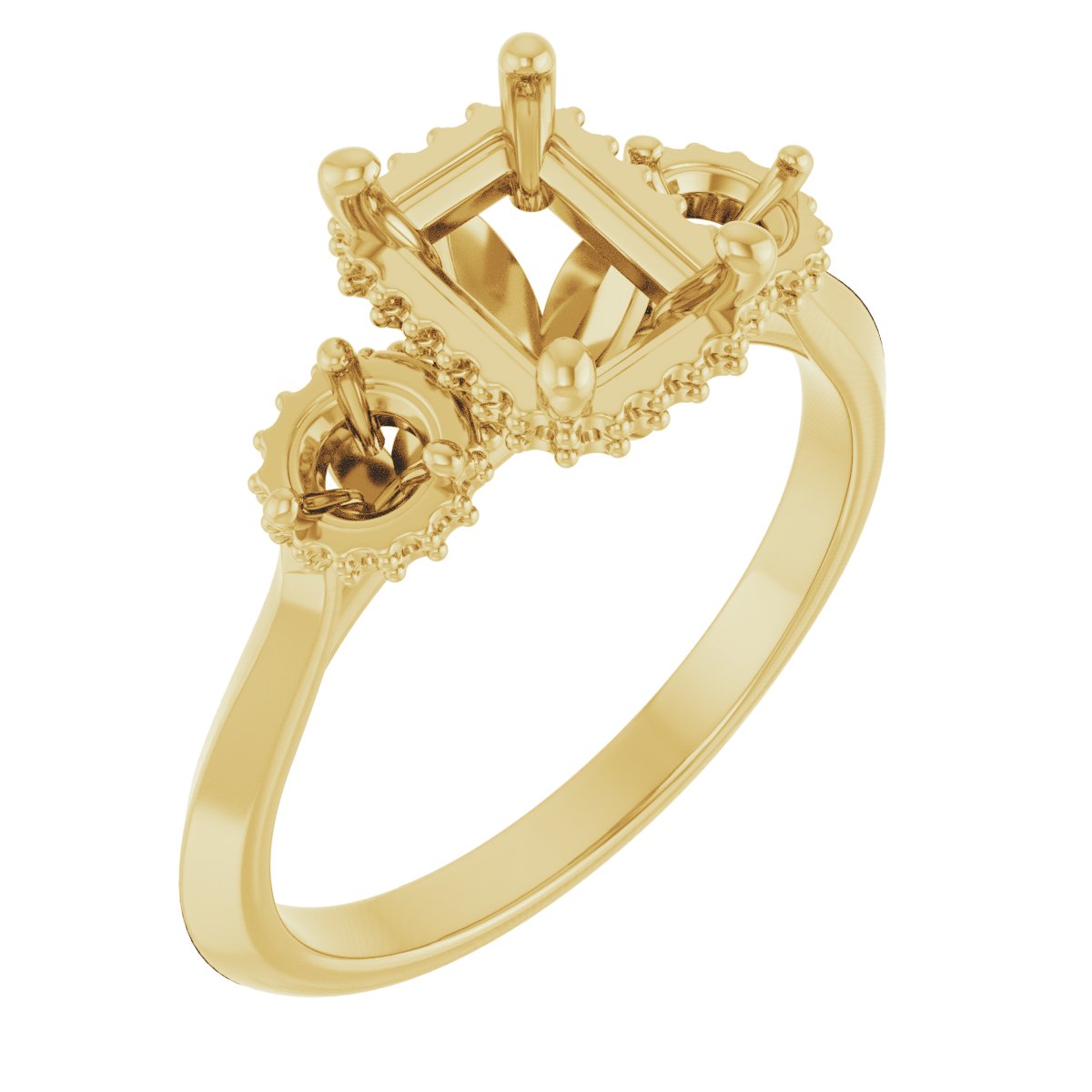 Three-Stone Hidden Halo-Style Engagement Ring