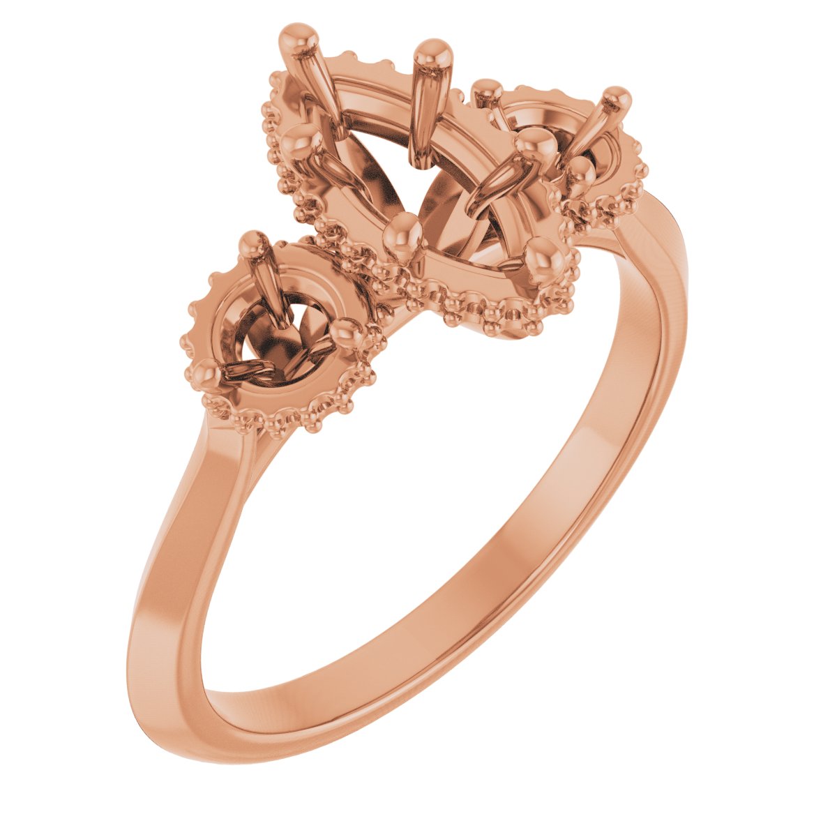 Three-Stone Hidden Halo-Style Engagement Ring