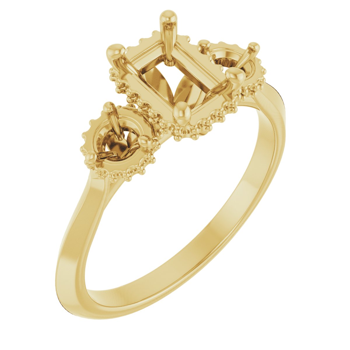 Three-Stone Hidden Halo-Style Engagement Ring