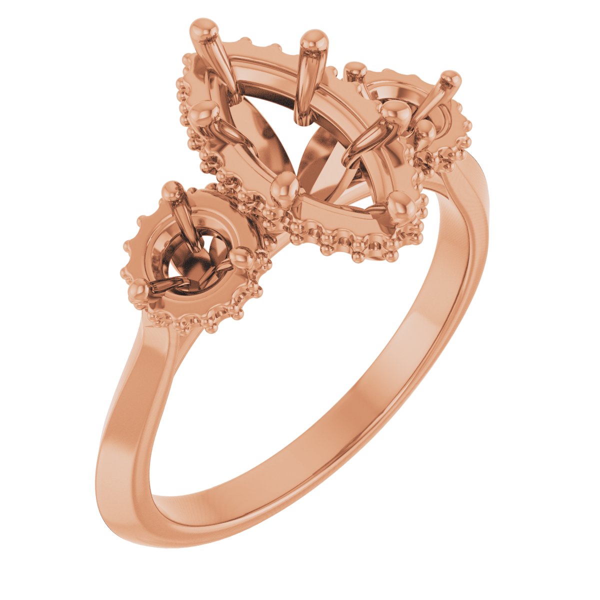 Three-Stone Hidden Halo-Style Engagement Ring