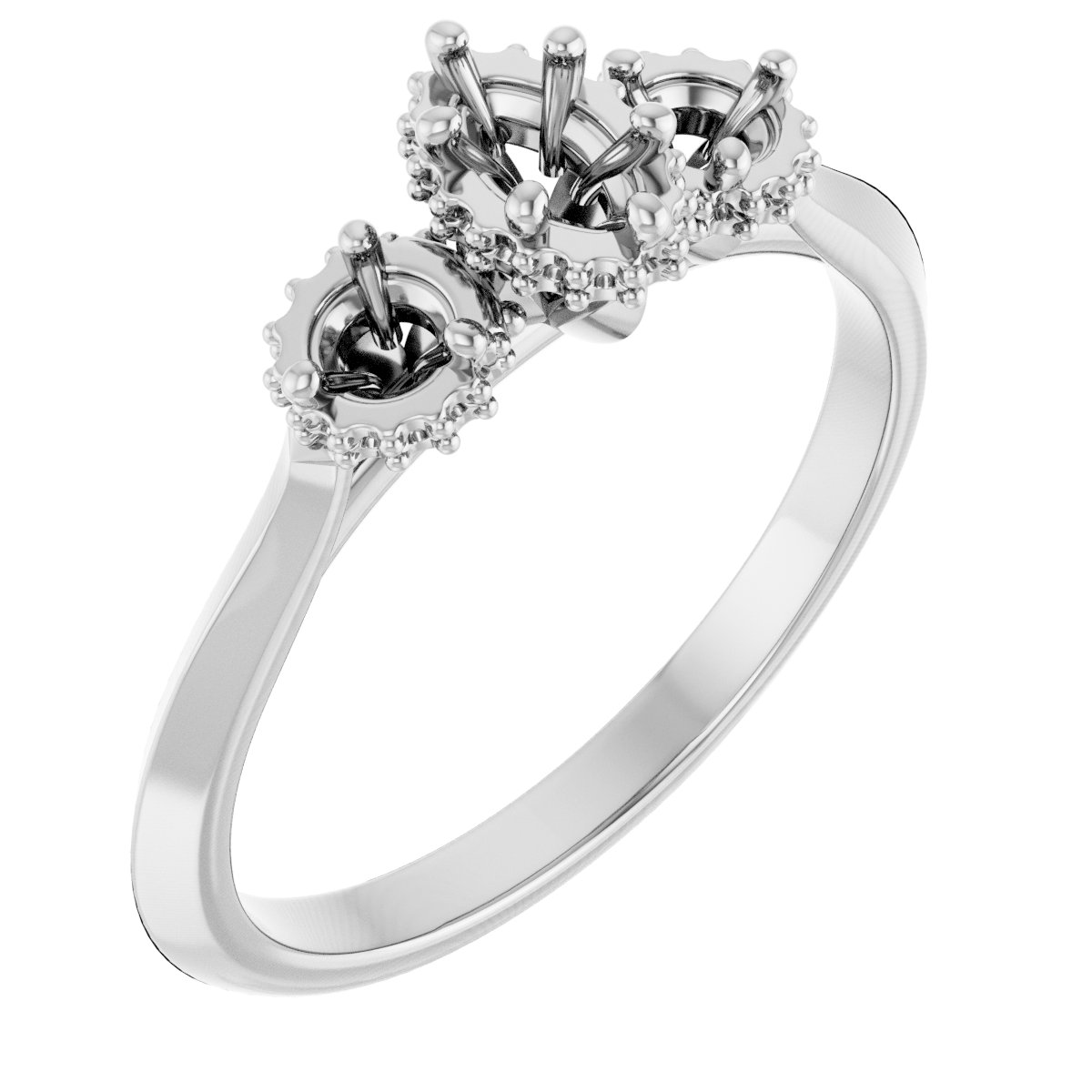 Three-Stone Hidden Halo-Style Engagement Ring