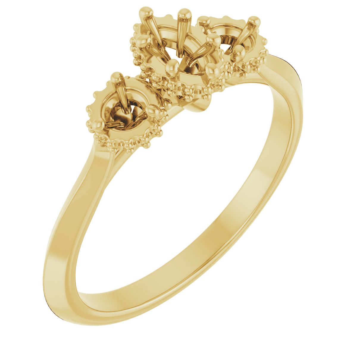 Three-Stone Hidden Halo-Style Engagement Ring