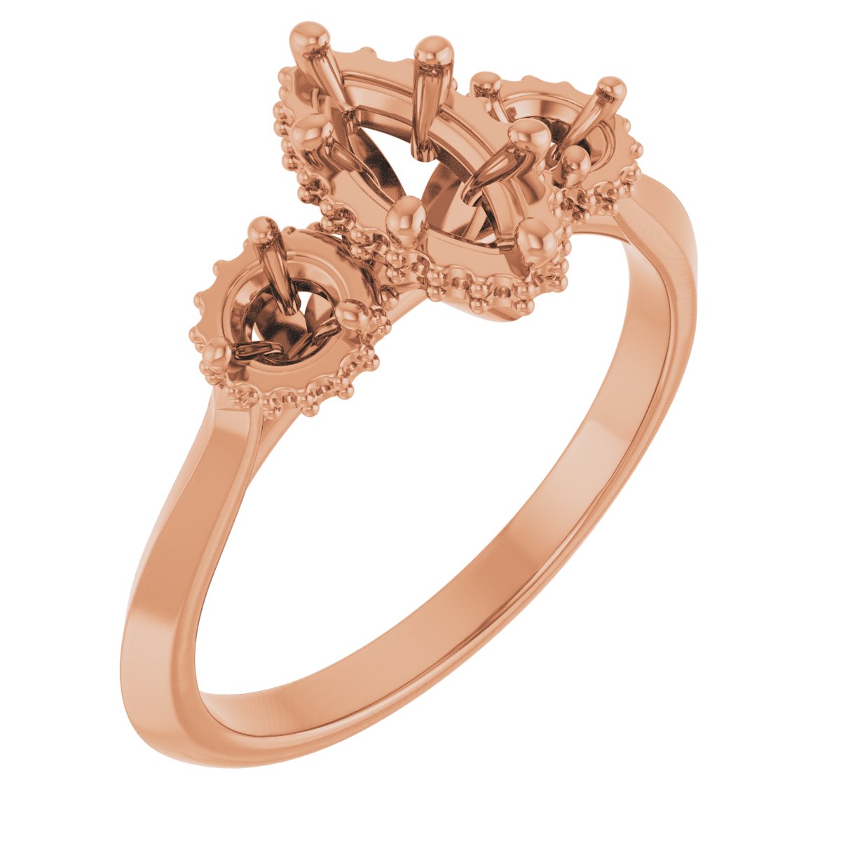 Three-Stone Hidden Halo-Style Engagement Ring