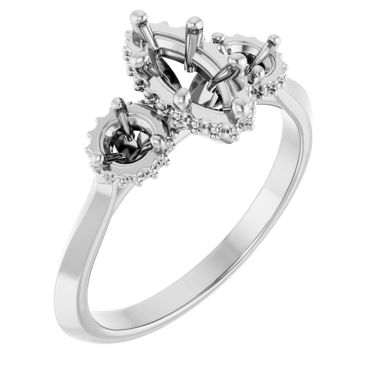Three-Stone Hidden Halo-Style Engagement Ring