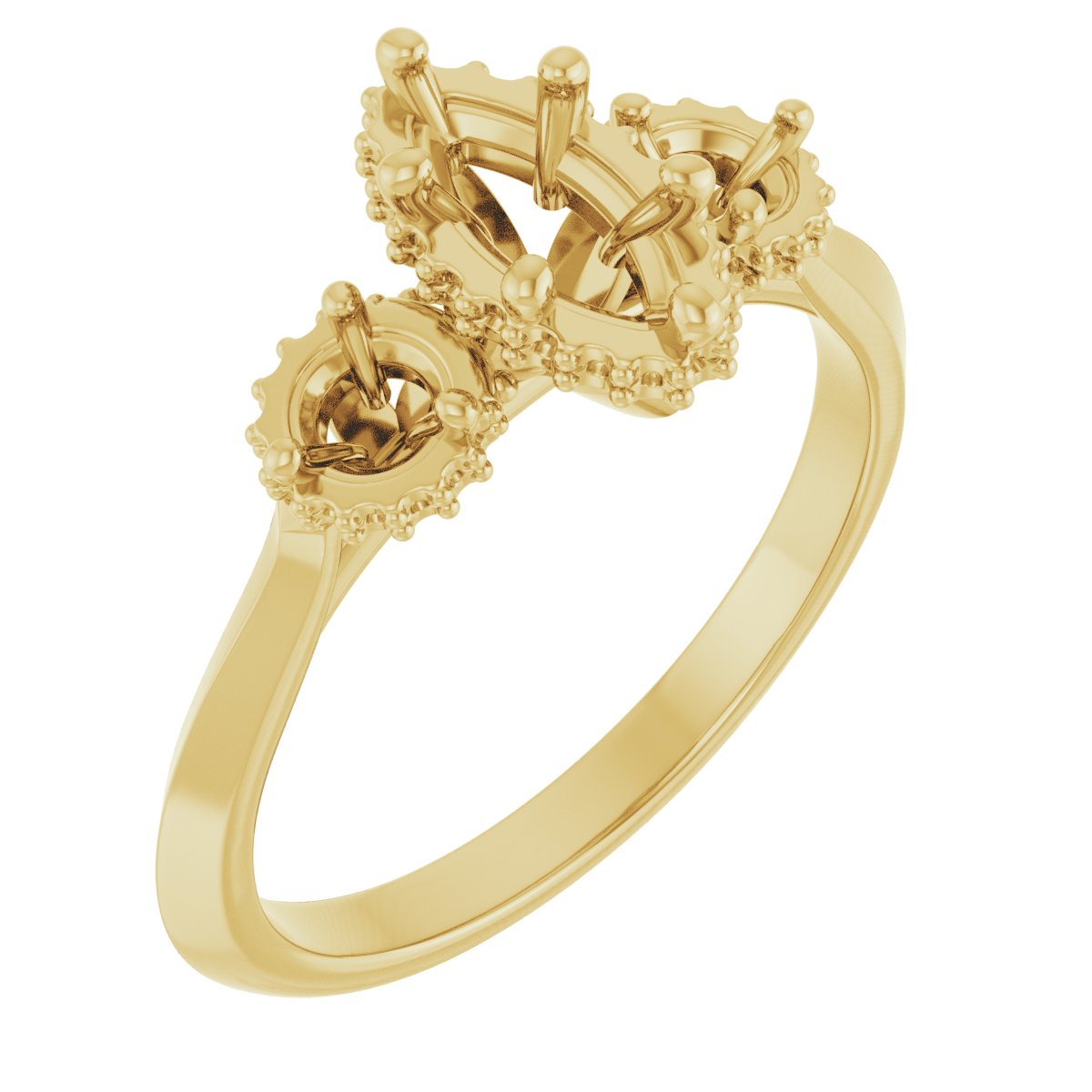 Three-Stone Hidden Halo-Style Engagement Ring