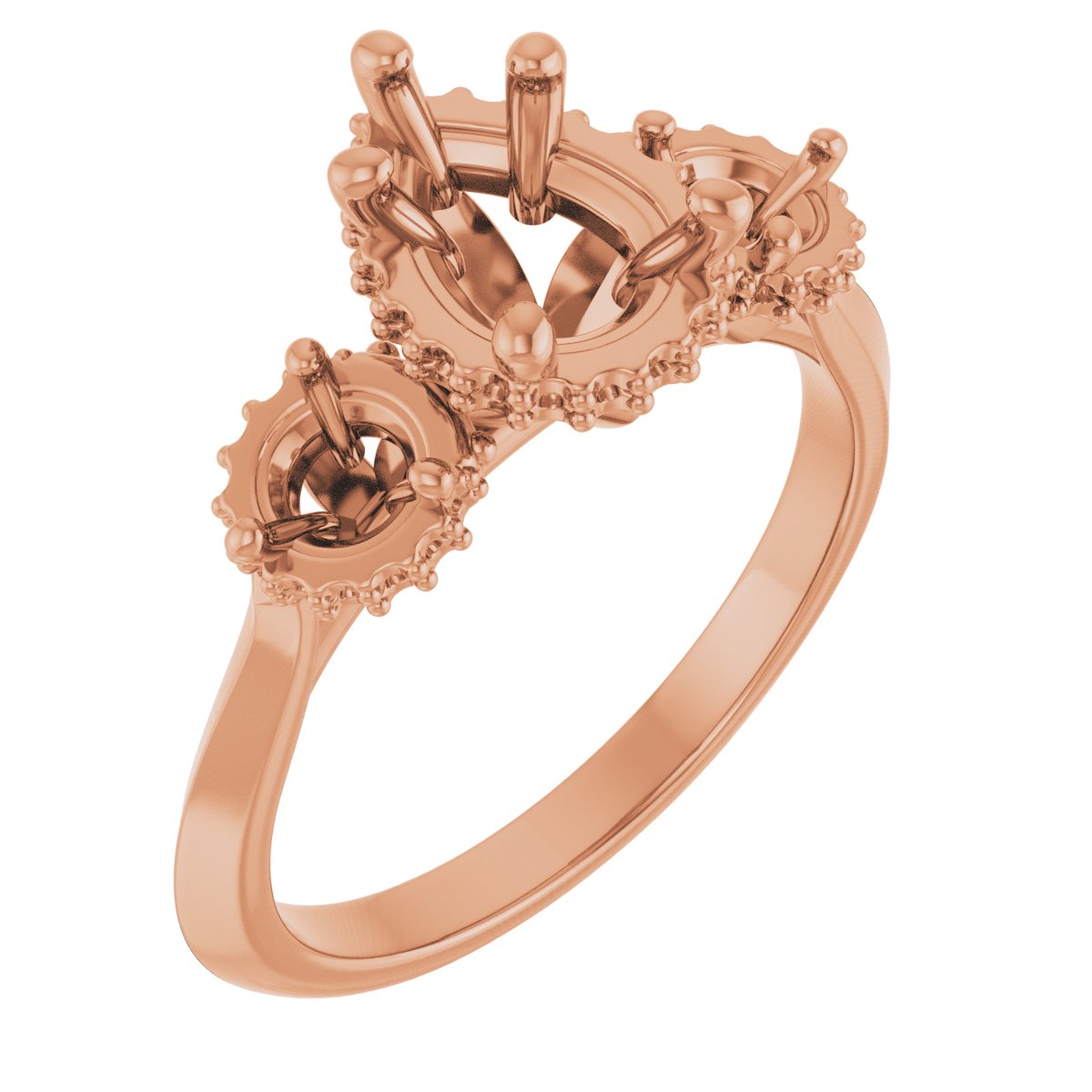 Three-Stone Hidden Halo-Style Engagement Ring