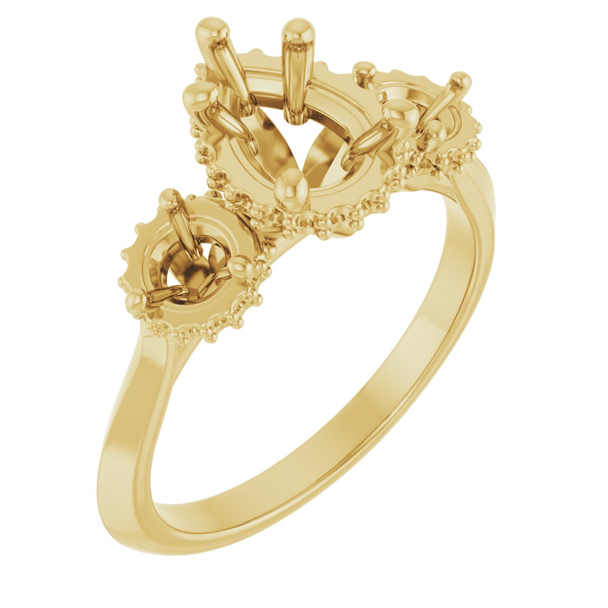 Three-Stone Hidden Halo-Style Engagement Ring