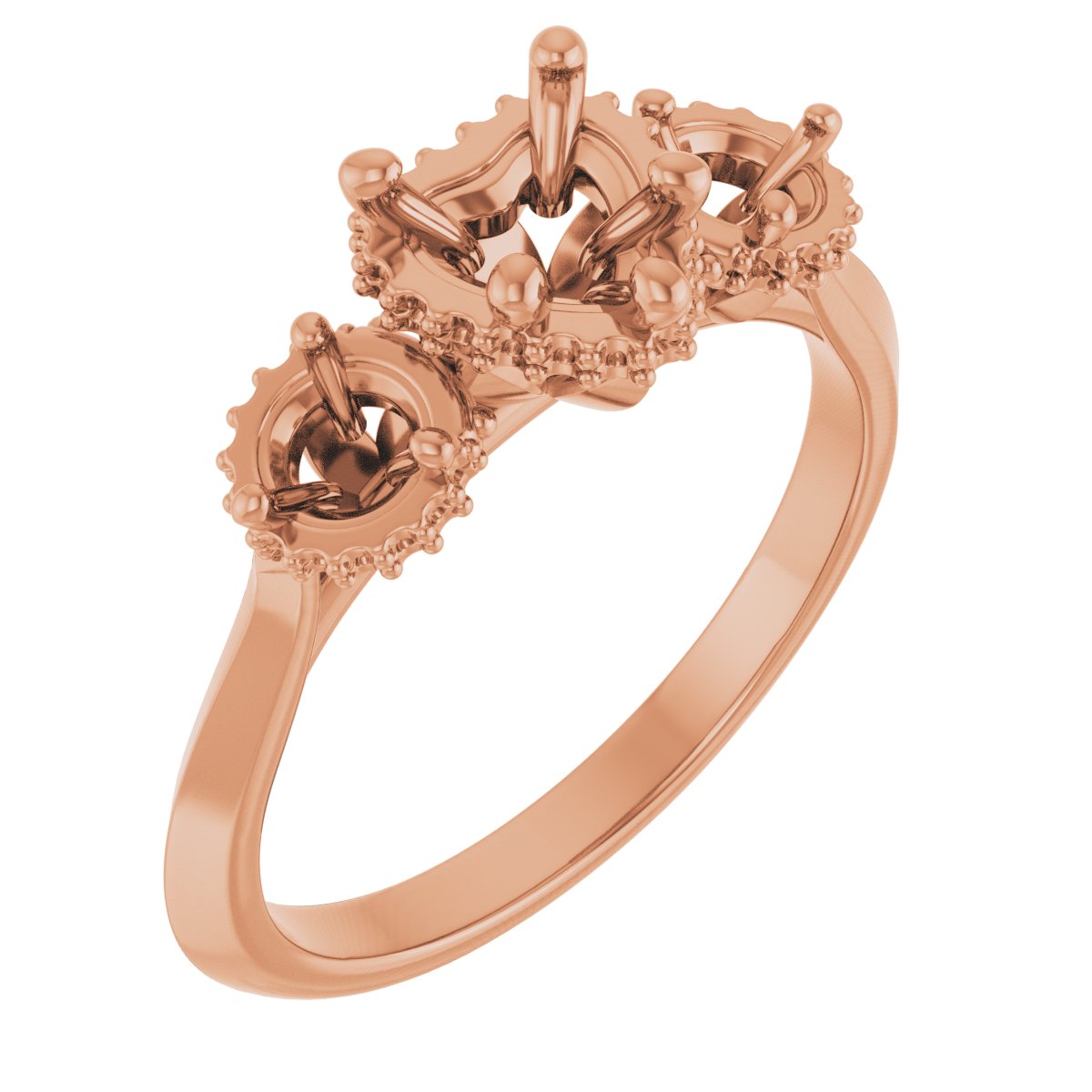 Three-Stone Hidden Halo-Style Engagement Ring
