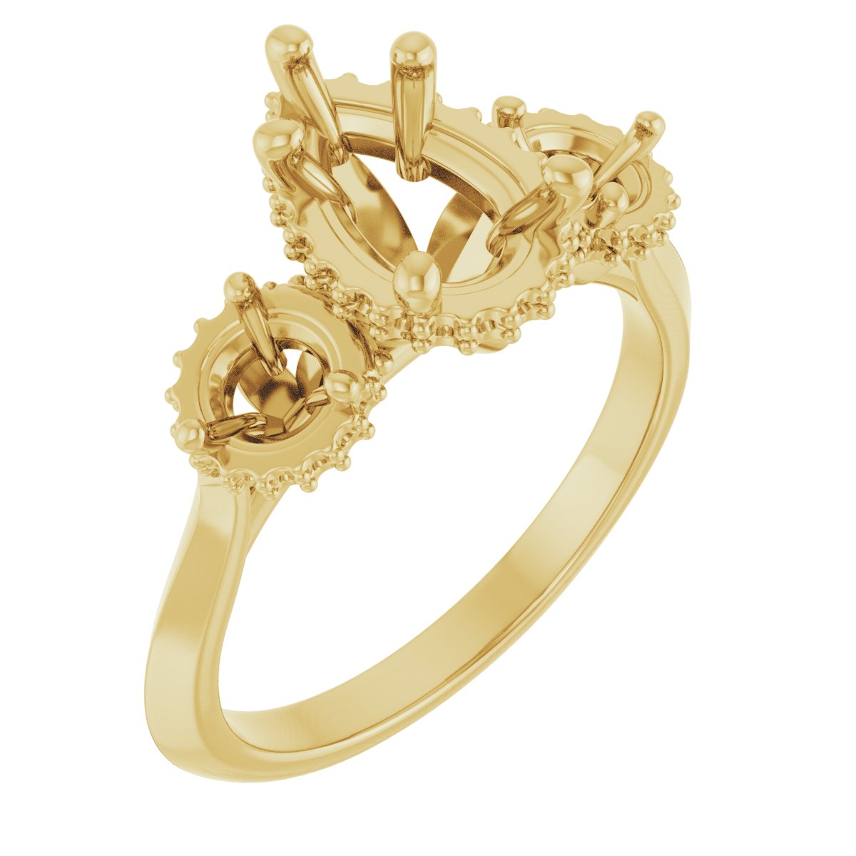 Three-Stone Hidden Halo-Style Engagement Ring