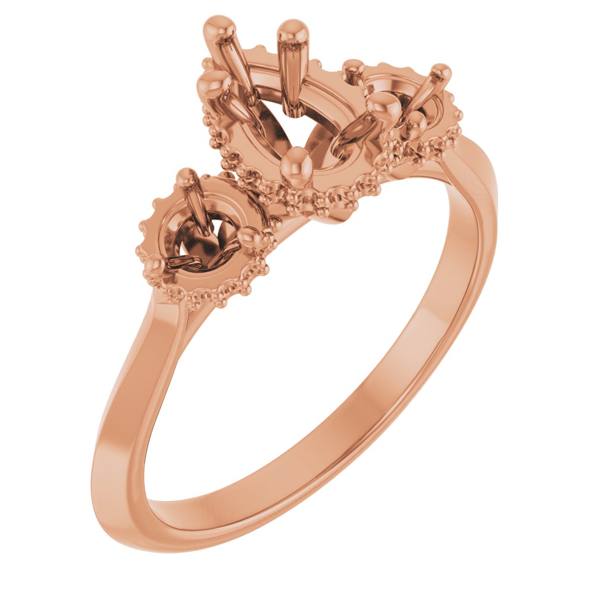 Three-Stone Hidden Halo-Style Engagement Ring