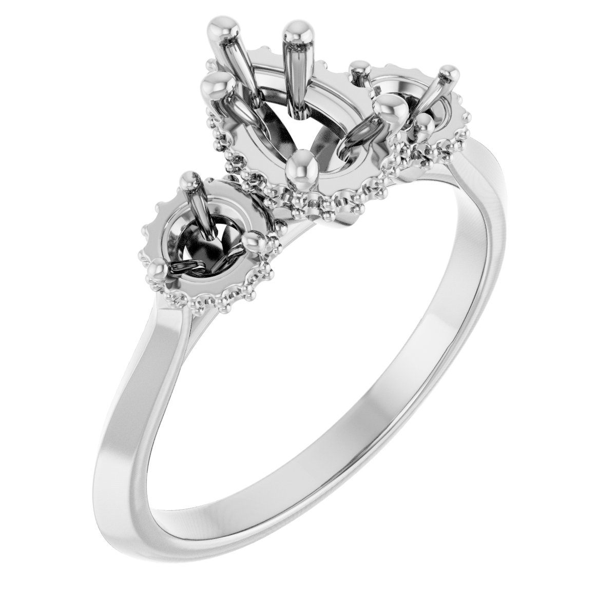Three-Stone Hidden Halo-Style Engagement Ring