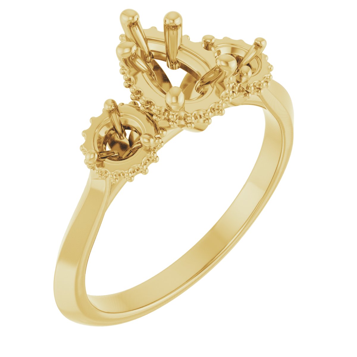 Three-Stone Hidden Halo-Style Engagement Ring