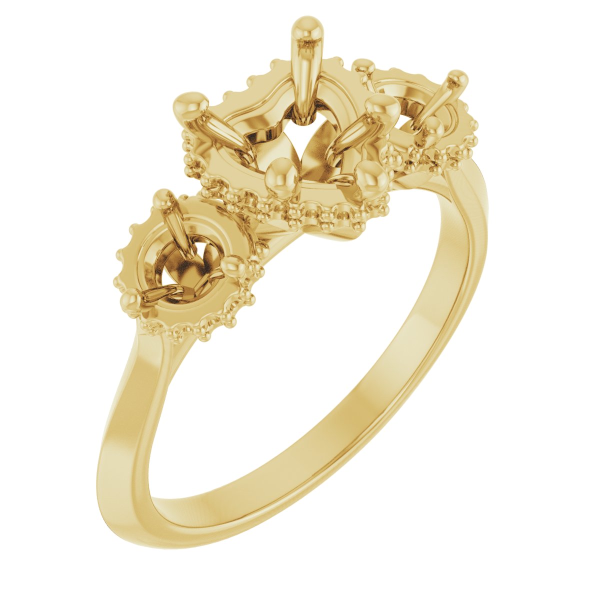 Three-Stone Hidden Halo-Style Engagement Ring