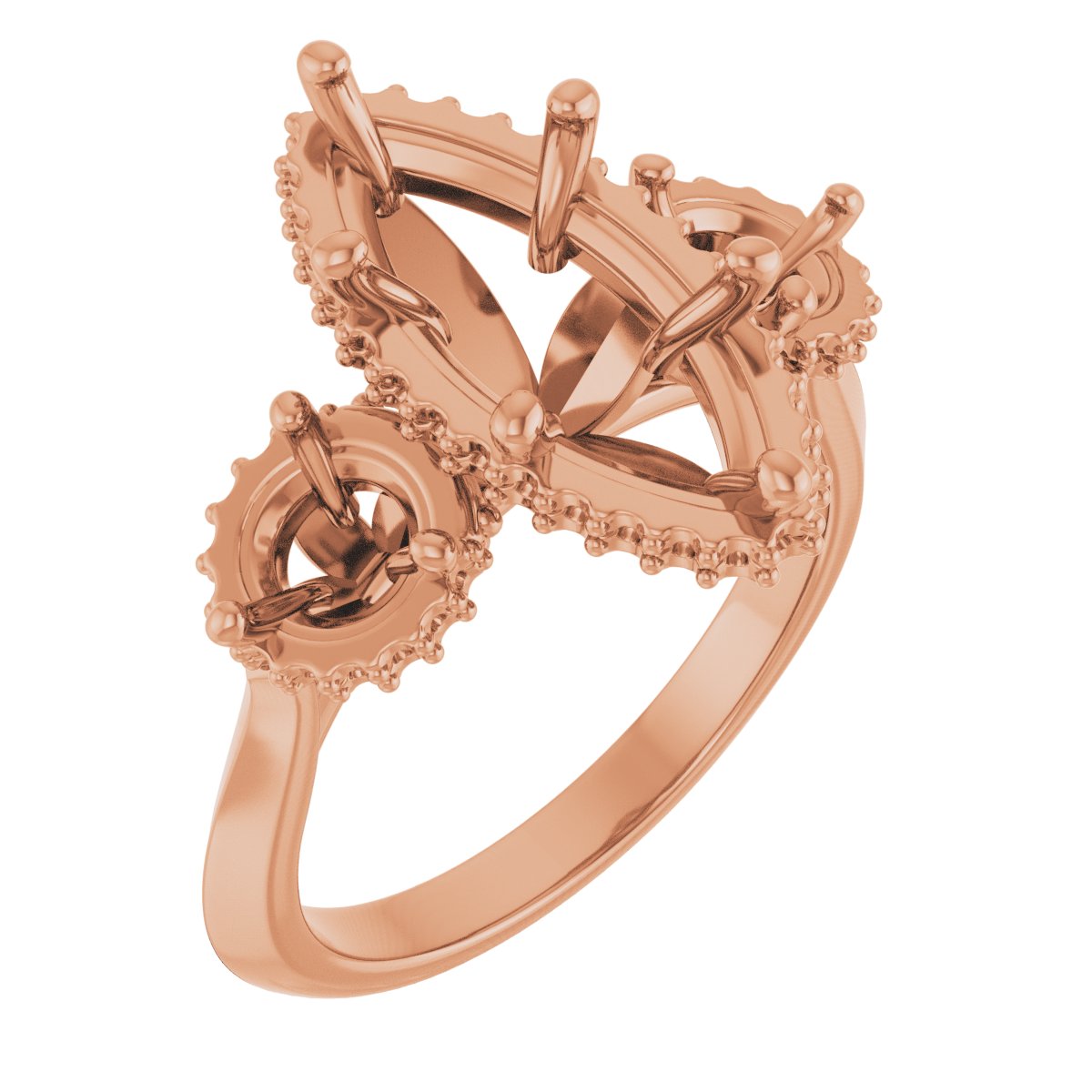 Three-Stone Hidden Halo-Style Engagement Ring