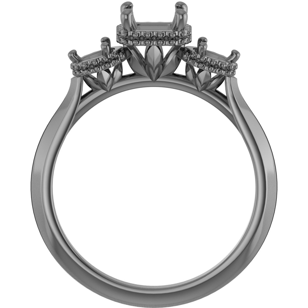 7x7 mm Square Engagement Ring Mounting view 2
