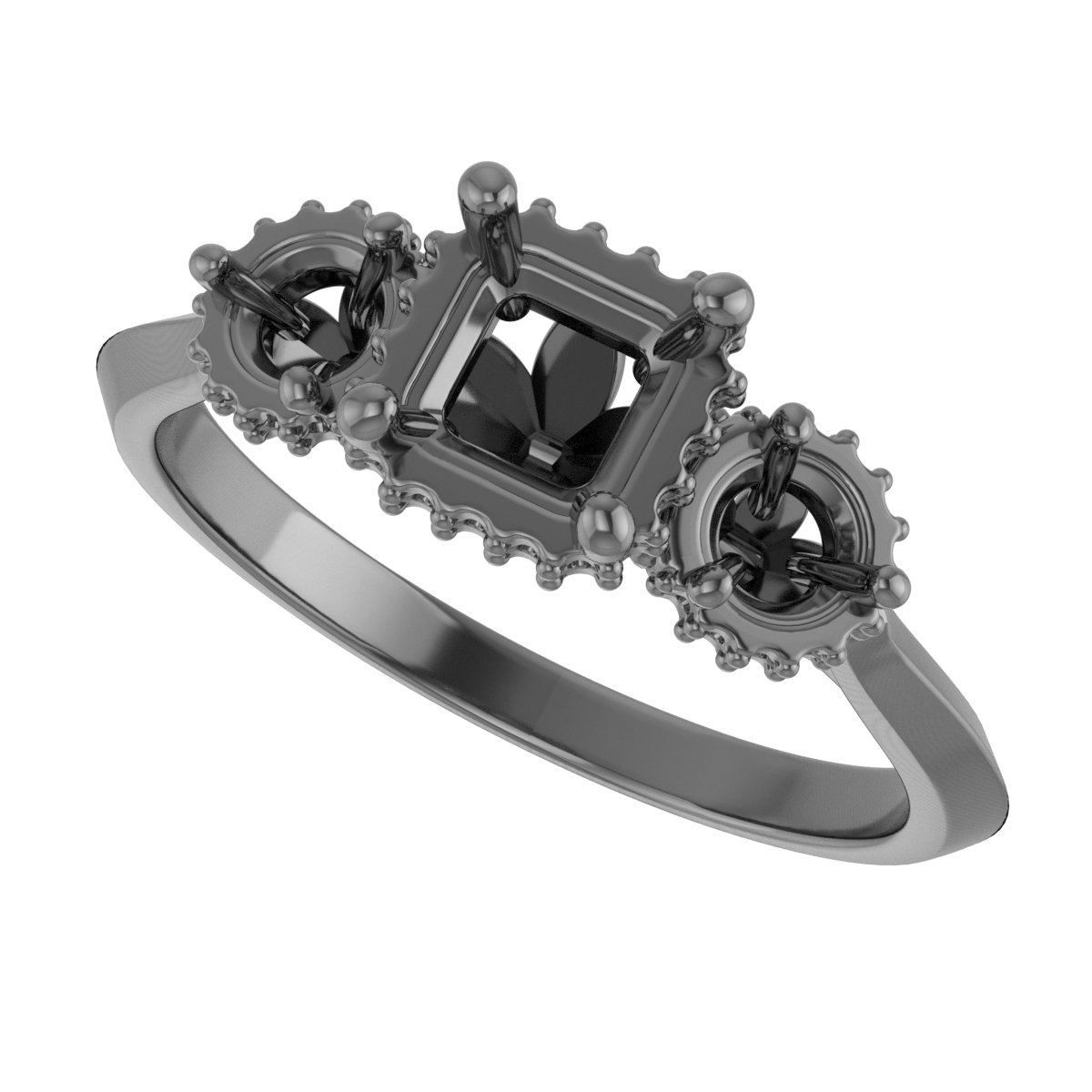 7x7 mm Square Engagement Ring Mounting view 5