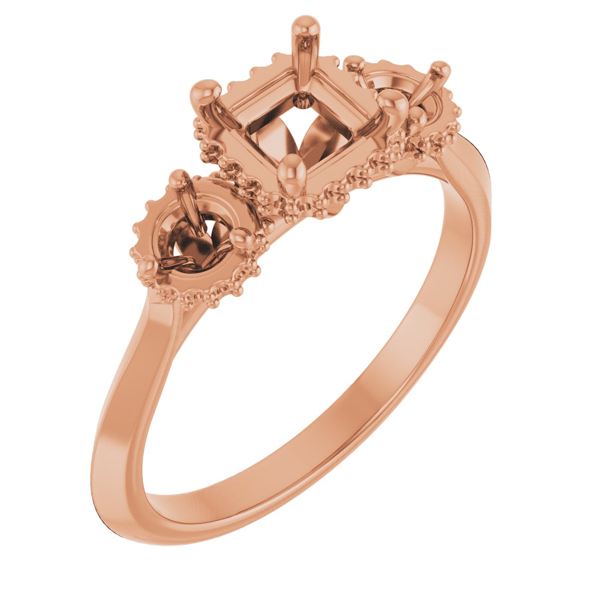 Three-Stone Hidden Halo-Style Engagement Ring