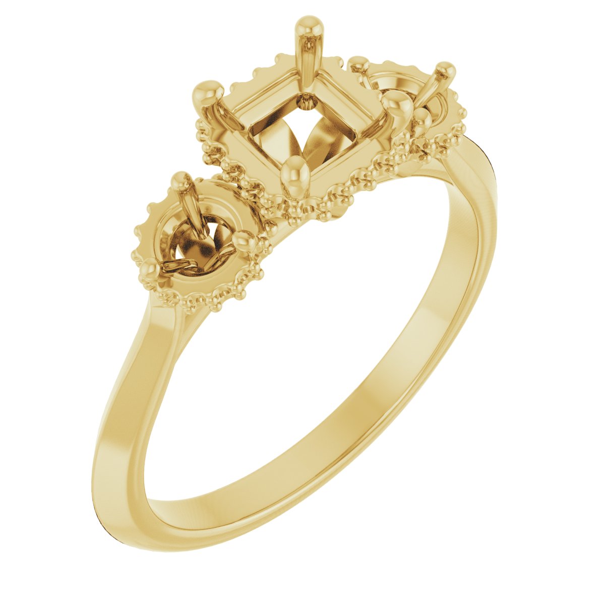 Three-Stone Hidden Halo-Style Engagement Ring