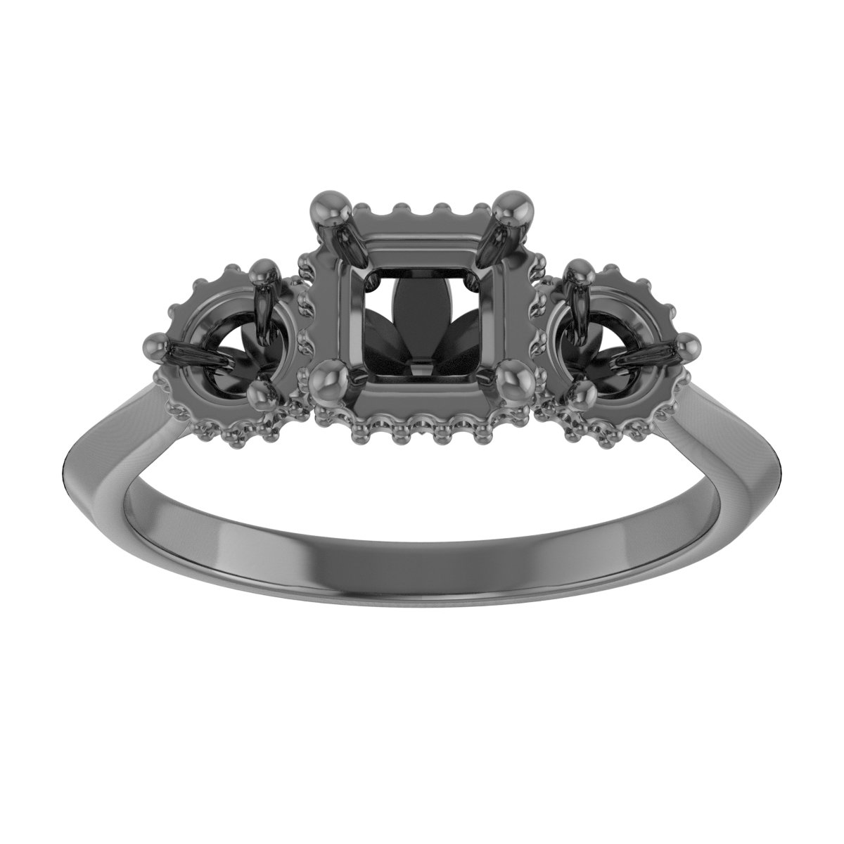 7x7 mm Square Engagement Ring Mounting view 3