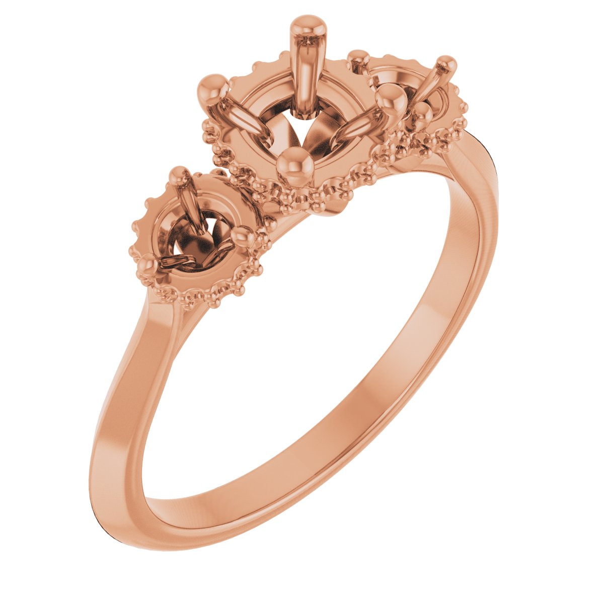 Three-Stone Hidden Halo-Style Engagement Ring