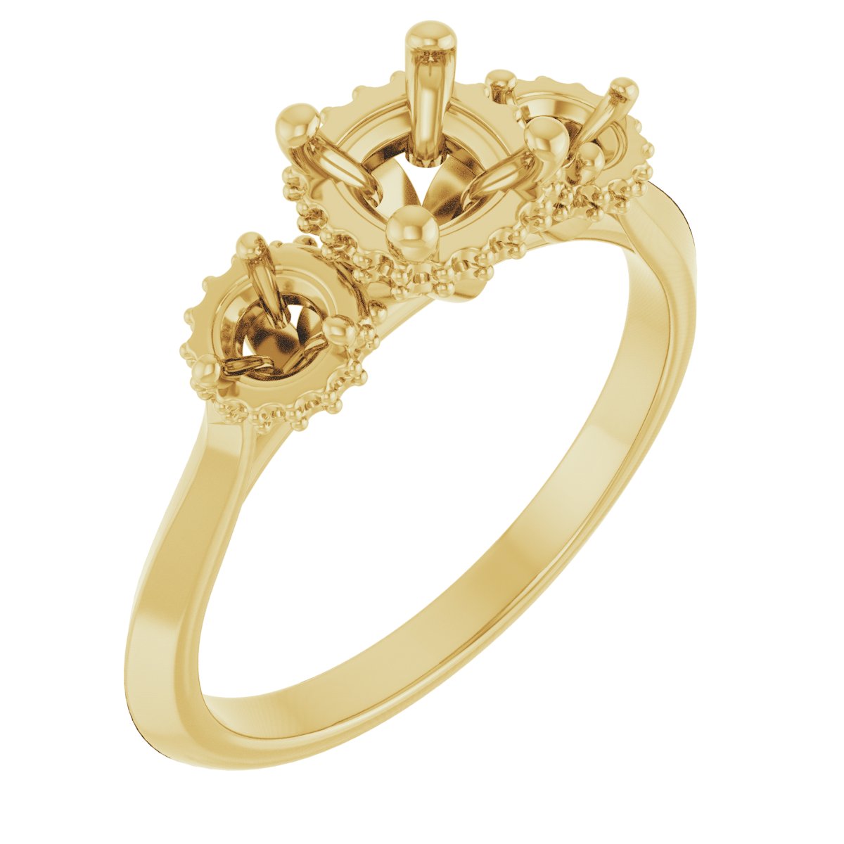 Three-Stone Hidden Halo-Style Engagement Ring