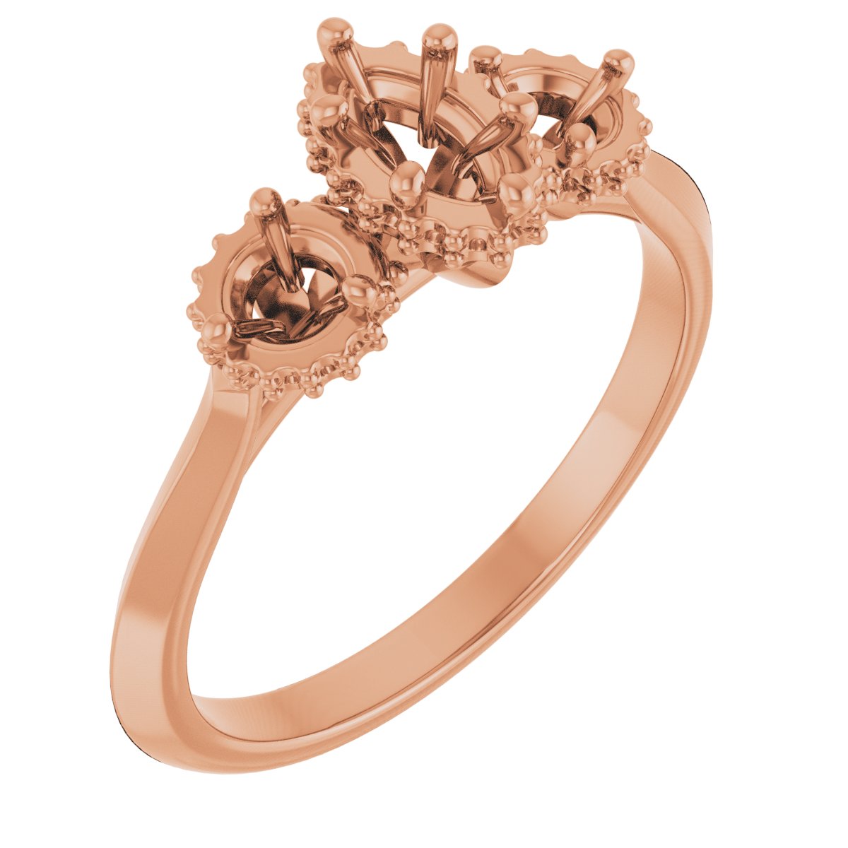 Three-Stone Hidden Halo-Style Engagement Ring