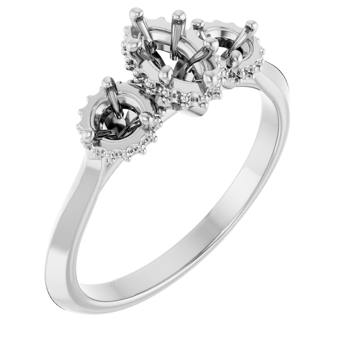 Three-Stone Hidden Halo-Style Engagement Ring