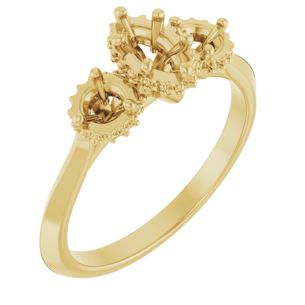 Three-Stone Hidden Halo-Style Engagement Ring